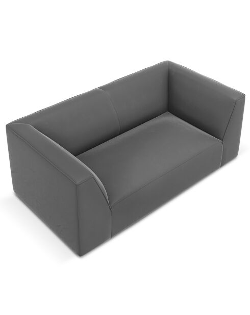 Canapé velours Charles 2 Places gris foncé  - 174x92x69 cm