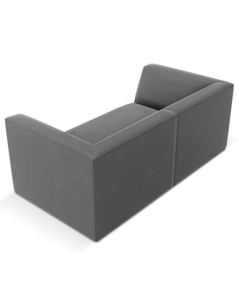 Canapé velours Charles 2 Places gris foncé  - 174x92x69 cm