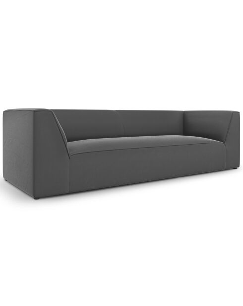 Canapé velours Charles 3 Places gris foncé  - 232x92x69 cm