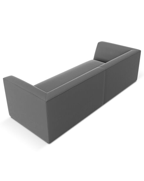 Canapé velours Charles 3 Places gris foncé  - 232x92x69 cm