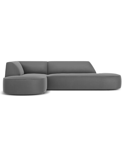 Canapé d'angle Gauche velours Charles 4 places gris foncé  - 273x180x69 cm