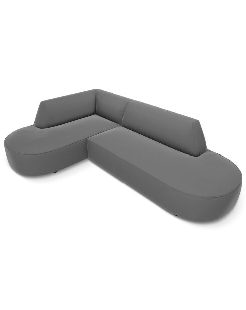 Canapé d'angle Gauche velours Charles 4 places gris foncé  - 273x180x69 cm