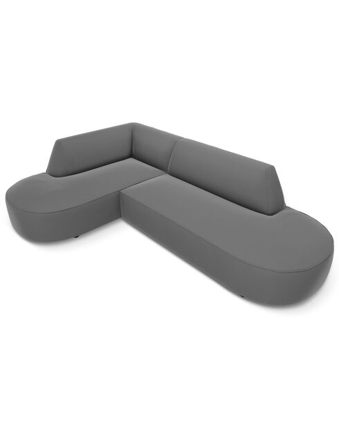 Canapé d'angle Gauche velours Charles 4 places gris foncé  - 273x180x69 cm