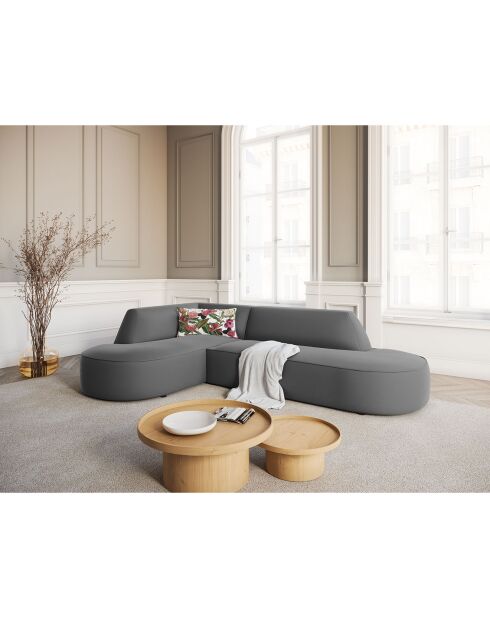 Canapé d'angle Gauche velours Charles 4 places gris foncé  - 273x180x69 cm