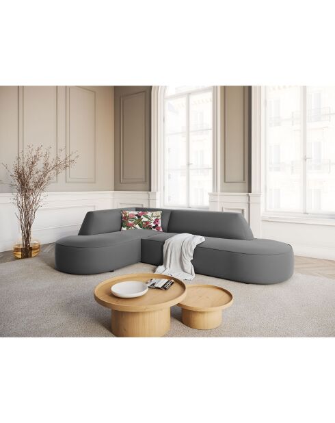 Canapé d'angle Gauche velours Charles 4 places gris foncé  - 273x180x69 cm