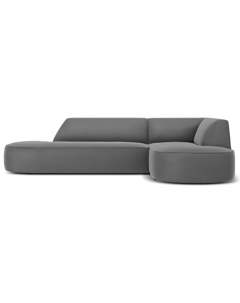 Canapé d'angle Droit velours Charles 4 places gris foncé  - 273x180x69 cm