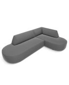 Canapé d'angle Droit velours Charles 4 places gris foncé  - 273x180x69 cm