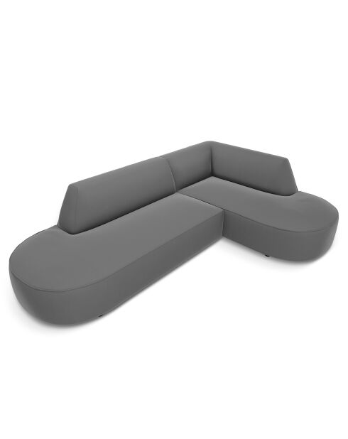 Canapé d'angle Droit velours Charles 4 places gris foncé  - 273x180x69 cm