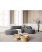 Canapé d'angle Droit velours Charles 4 places gris foncé  - 273x180x69 cm
