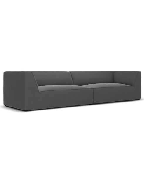 Charles 4-zitsbank van donkergrijs fluweel - 302x93x69 cm