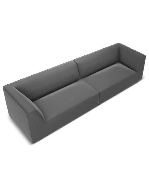 Canapé velours Charles 4 Places gris foncé  - 302x93x69 cm