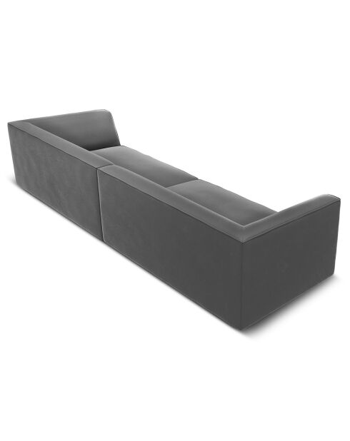 Canapé velours Charles 4 Places gris foncé  - 302x93x69 cm