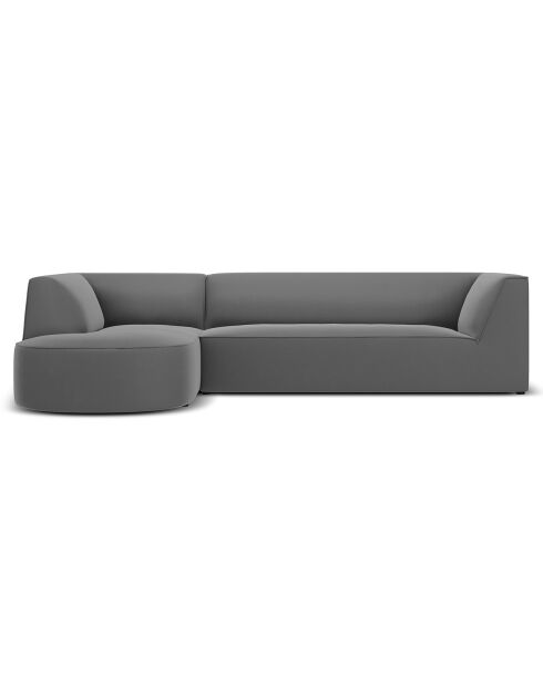 Canapé d'angle Gauche velours Charles 4 places gris foncé  - 273x180x69 cm