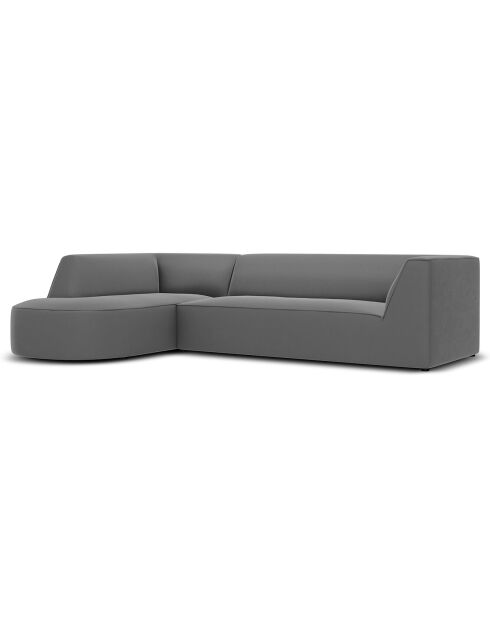 Canapé d'angle Gauche velours Charles 4 places gris foncé  - 273x180x69 cm