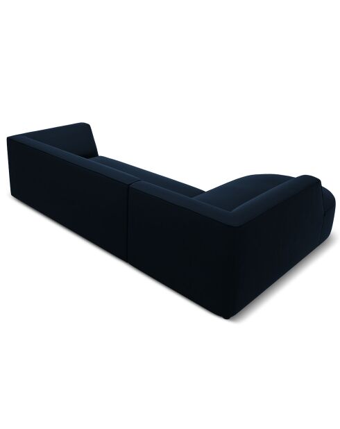 Canapé d'angle Gauche velours Charles 4 places bleu foncé  - 273x180x69 cm
