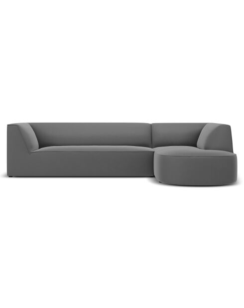 Canapé d'angle Droit velours Charles 4 places gris foncé  - 273x180x69 cm