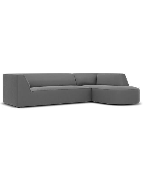Canapé d'angle Droit velours Charles 4 places gris foncé  - 273x180x69 cm