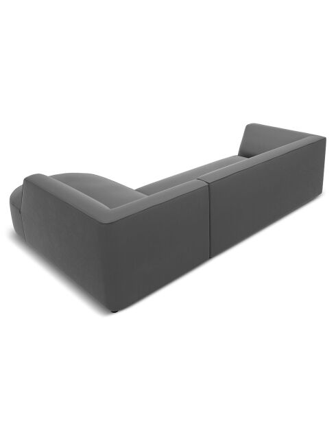 Canapé d'angle Droit velours Charles 4 places gris foncé  - 273x180x69 cm