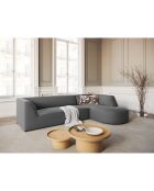 Canapé d'angle Droit velours Charles 4 places gris foncé  - 273x180x69 cm