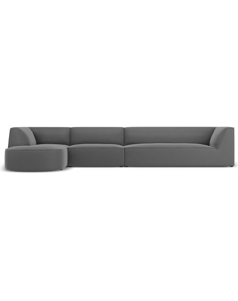 Canapé d'angle Gauche velours Charles 5 Places gris foncé  - 366x180x69 cm