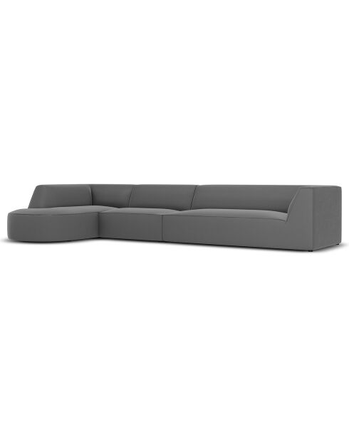 Canapé d'angle Gauche velours Charles 5 Places gris foncé  - 366x180x69 cm
