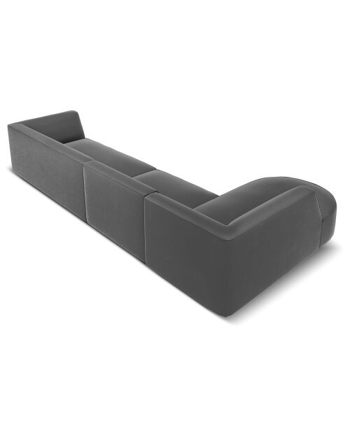Canapé d'angle Gauche velours Charles 5 Places gris foncé  - 366x180x69 cm