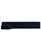 Canapé d'angle Gauche velours Charles 5 Places bleu foncé  - 366x180x69 cm