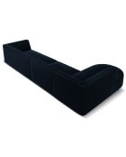 Canapé d'angle Gauche velours Charles 5 Places bleu foncé  - 366x180x69 cm