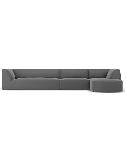 Canapé d'angle Droit velours Charles 5 Places gris foncé  - 366x180x69 cm