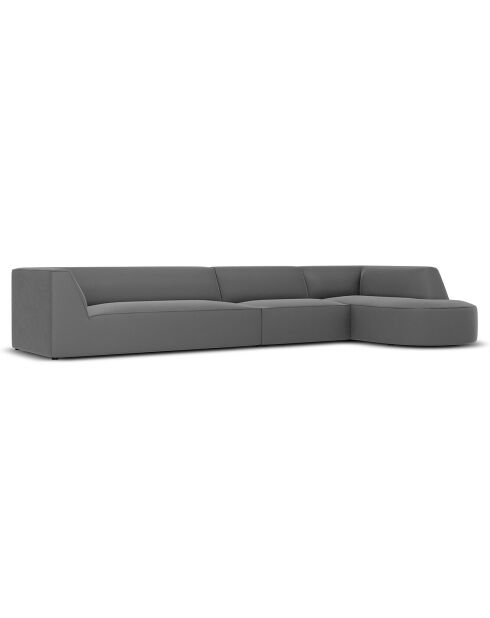 Canapé d'angle Droit velours Charles 5 Places gris foncé  - 366x180x69 cm