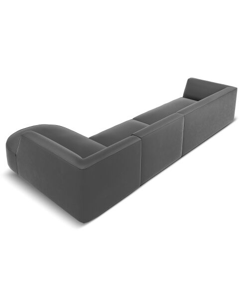 Canapé d'angle Droit velours Charles 5 Places gris foncé  - 366x180x69 cm