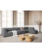 Canapé d'angle Droit velours Charles 5 Places gris foncé  - 366x180x69 cm