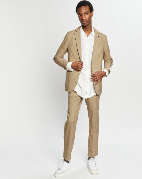 Blazer ajusté à carreaux marron/beige