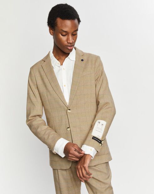 Blazer ajusté à carreaux marron/beige