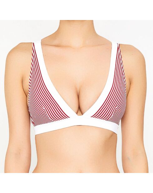 Haut de maillot de bain Lezaka rouge foncé/blanc