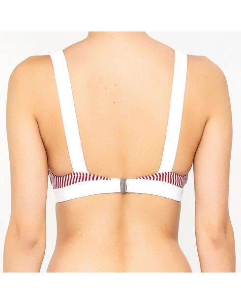 Haut de maillot de bain Lezaka rouge foncé/blanc