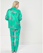 Pyjama satiné Clara imprimé vert émeraude