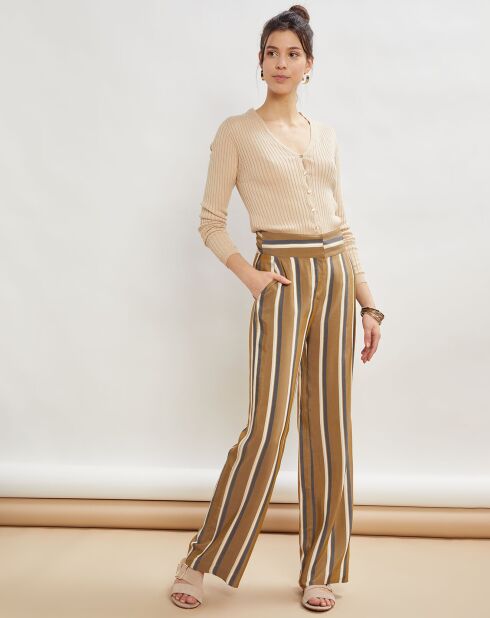 Pantalon ample Polydor à rayure matelas kaki foncé