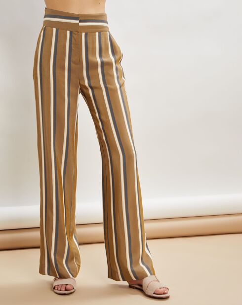 Pantalon ample Polydor à rayure matelas kaki foncé