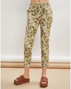 Pantalon droit Perceval feuillage beige/kaki
