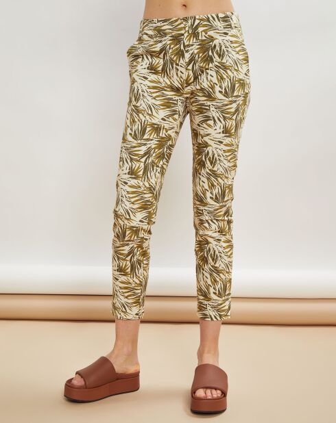 Pantalon droit Perceval feuillage beige/kaki
