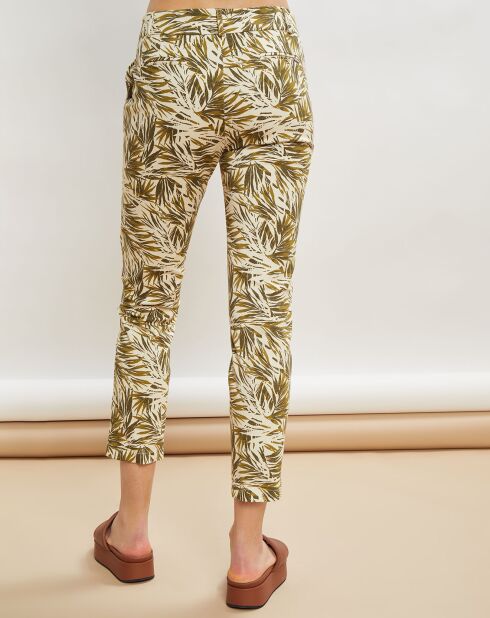 Pantalon droit Perceval feuillage beige/kaki