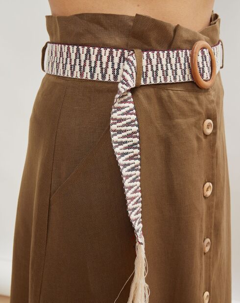 Jupe 100% Lin Josselin kaki