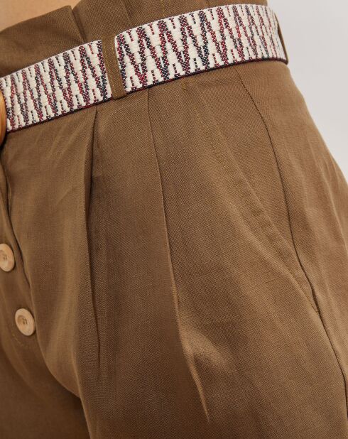 Stanislas khakifarbene Shorts aus 100% Leinen