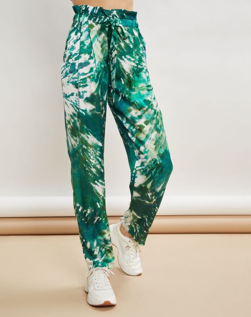 Pantalon fluide Patricia tie and dye vert