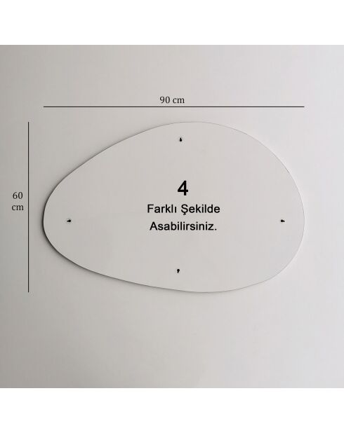 Miroir Porto blanc/doré - 90x60x1.2 cm