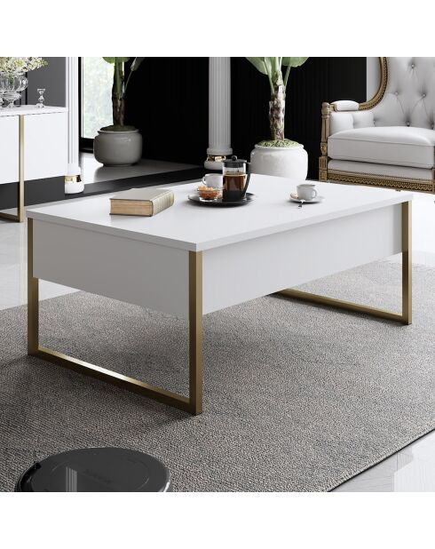Table Basse Luxe noyer/blanc - 90x60x40 cm
