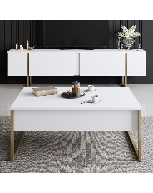Meuble TV Luxe chêne/blanc - 180x30x50 cm