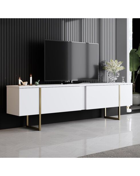 Meuble TV Luxe chêne/blanc - 180x30x50 cm