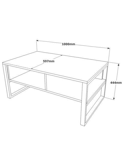 Table basse ML34-RG grise - 100x44.4x59.7 cm